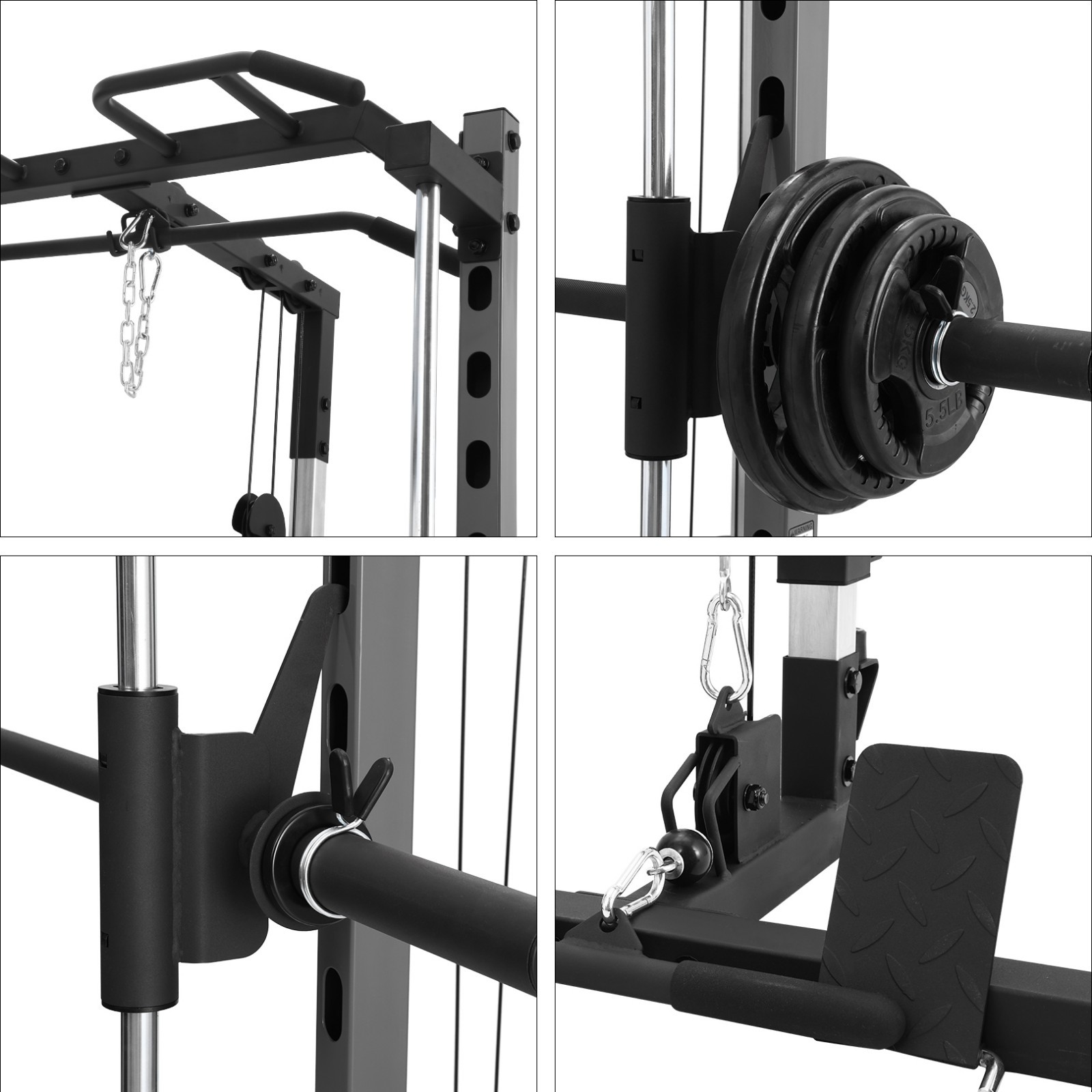 1400 Lbs Power Cage Smith Machine Multi-Function Squat Rack with LAT-Pull Down🔥