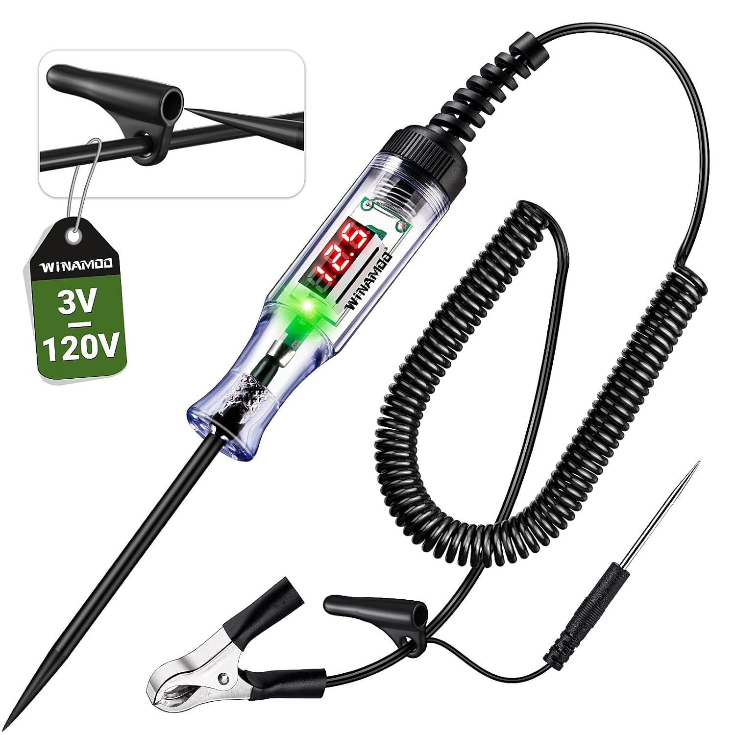 Automotive Test Light with 3-120V LED Digital Voltage Display, Auto Circuit