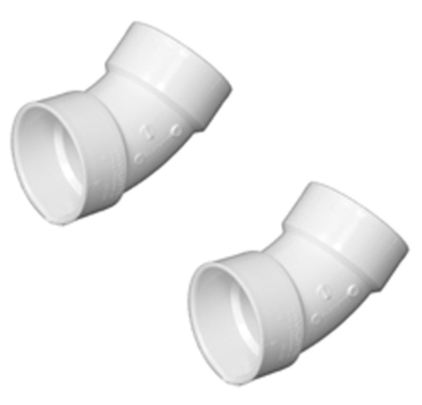 00321  1400HA 4" Inch Schedule 40 PVC DWV 45 Degree Sanitary Elbow - Pack of 2