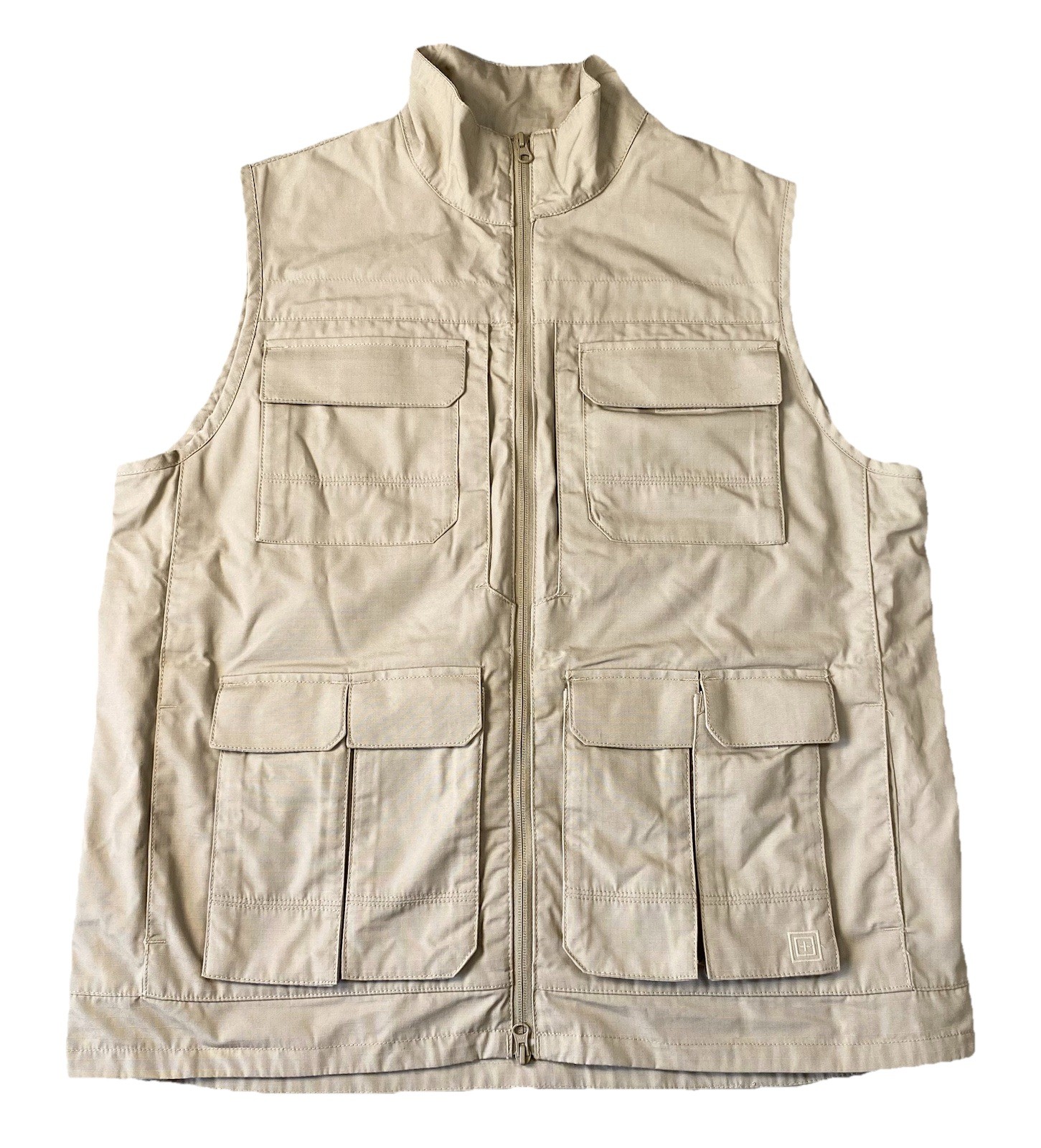 5.11 Tactical Men's Khaki Cargo Vest Size Large Hunting Fishing Utility Gorpcore