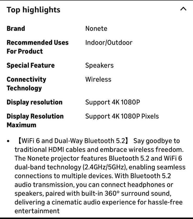 Nonete Ultra High Definition High Dynamic Range Projector Model NT30