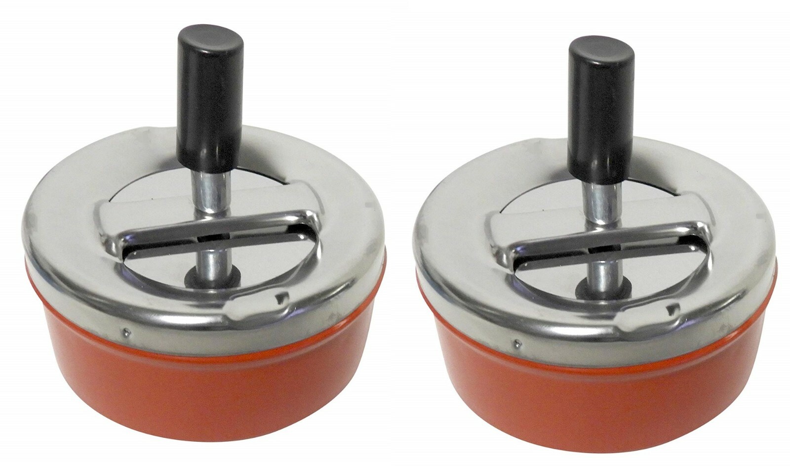 2 pack Round Push Down Ashtray with Spinning Tray Retro Style (Red)