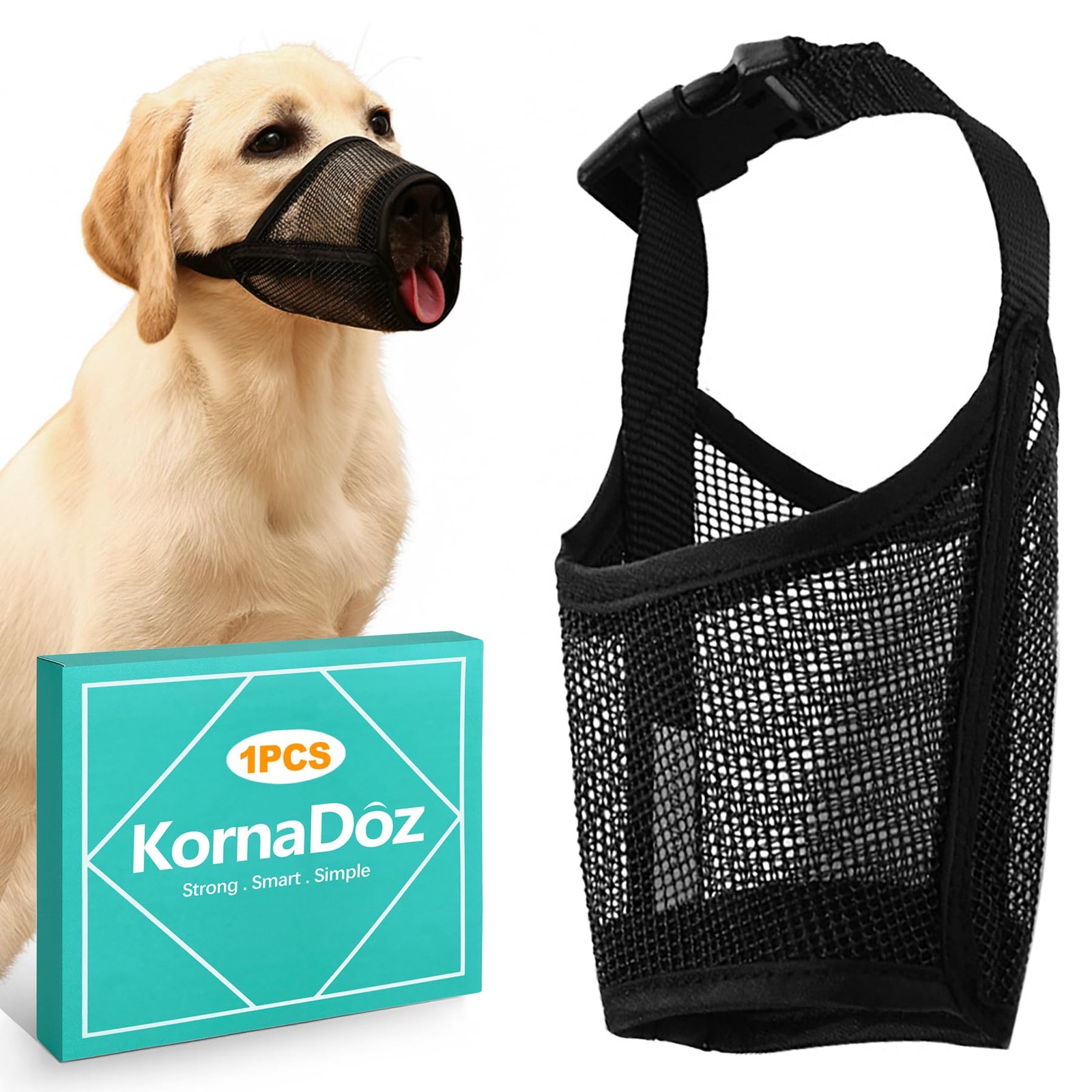 KornaDoz 1-Pack Soft Dog Muzzle for Small Dogs – to Medium, Black