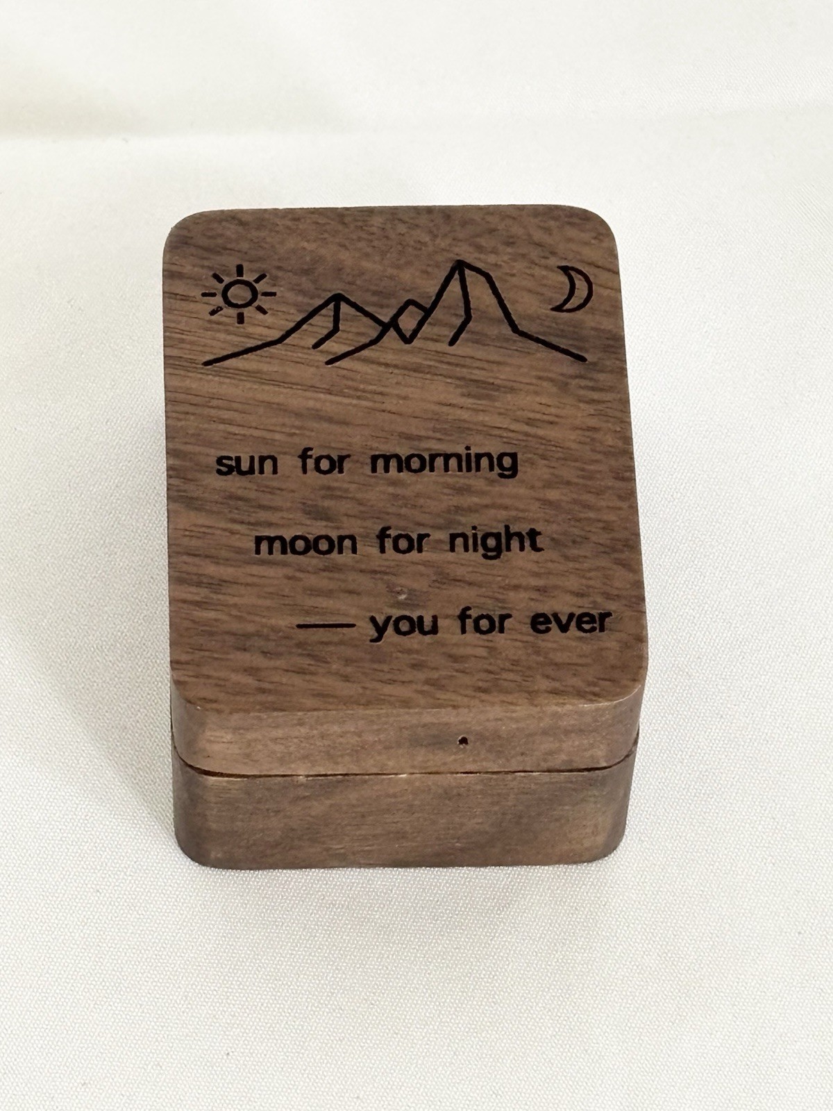 Engraved Walnut Wood Triple Ring Box – New in Box