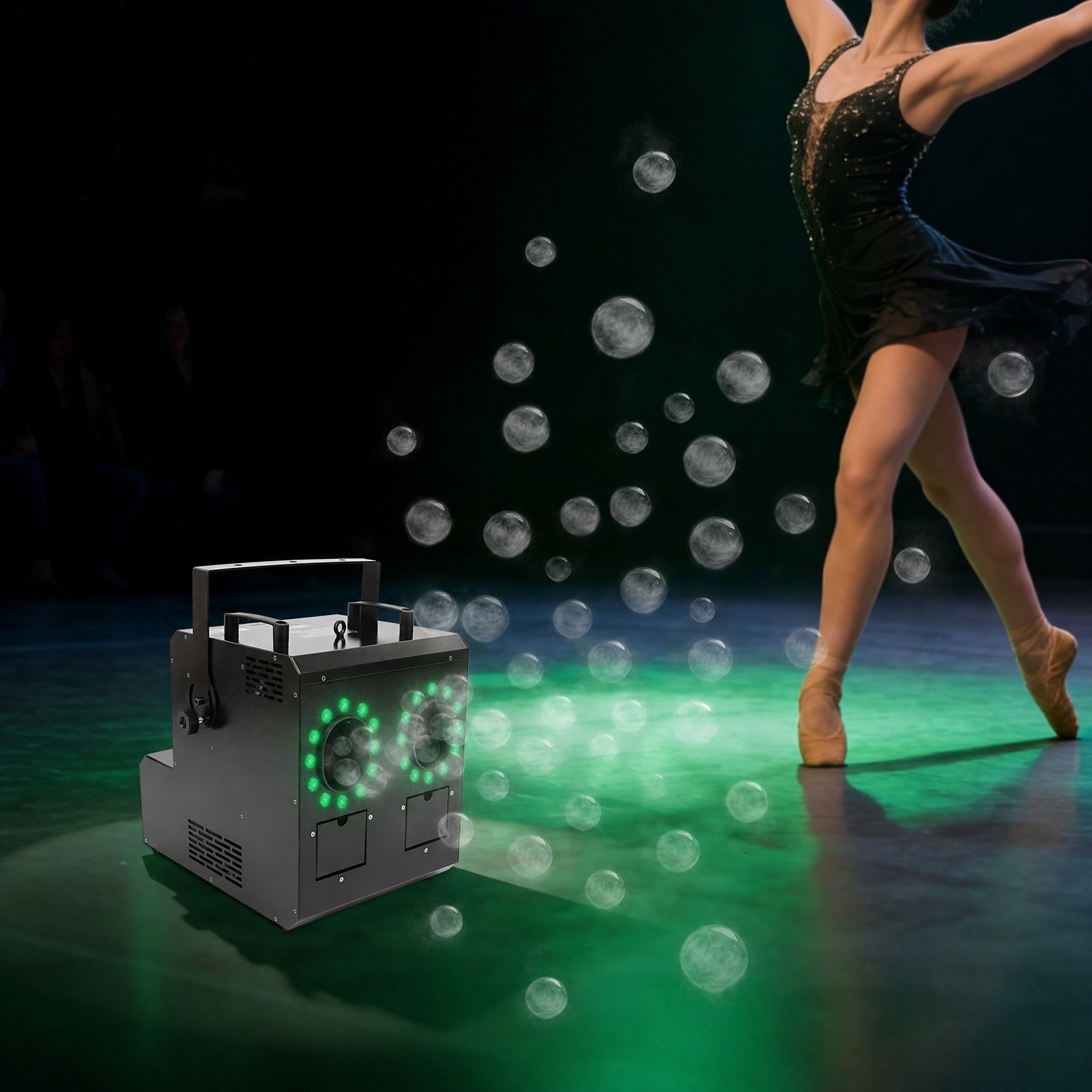 Smoke Fog Bubble Machine RGB LED Light Stage effect DJ Fogger Machine DMX Remote