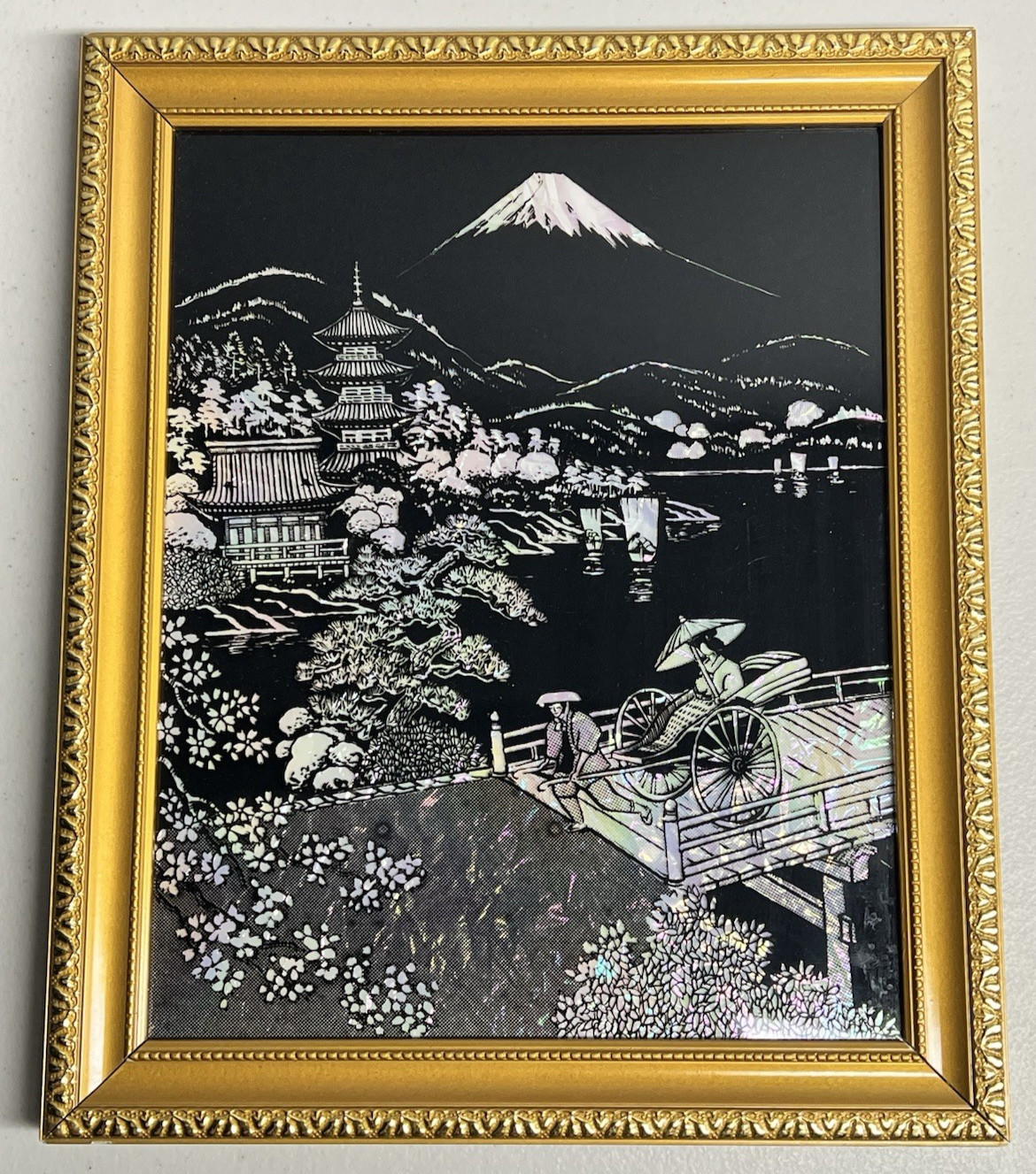Vintage Japanese Mother of Pearl Foil Artwork - Excellent Condition