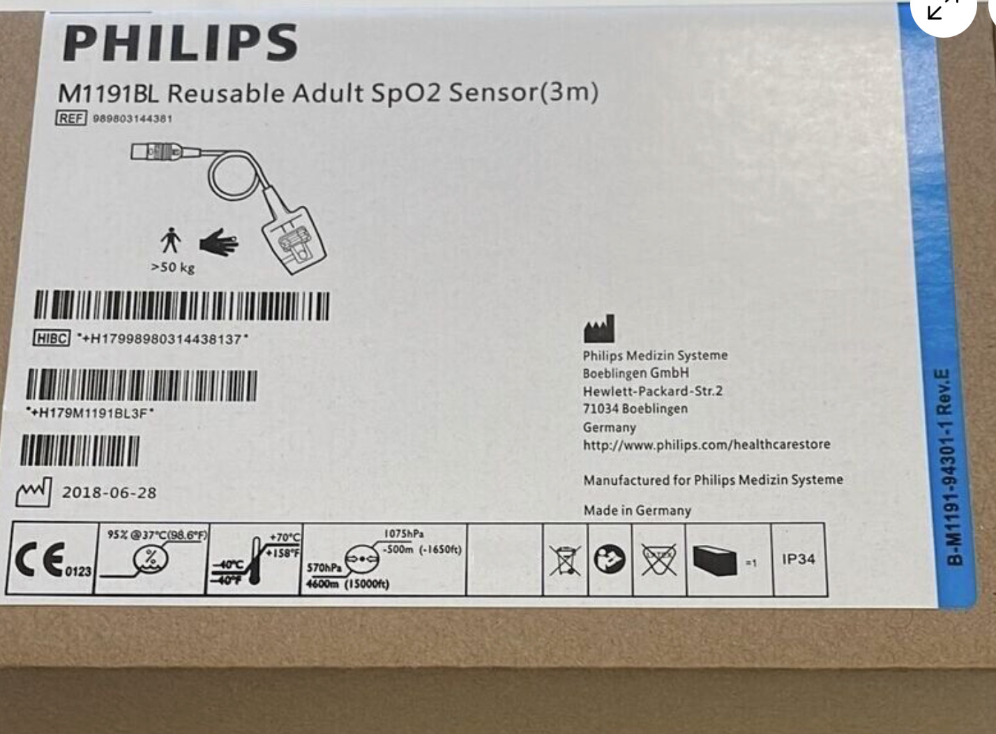 M1191BL New Label Adult Soft SpO2 Sensor Original - Same Day Shipping