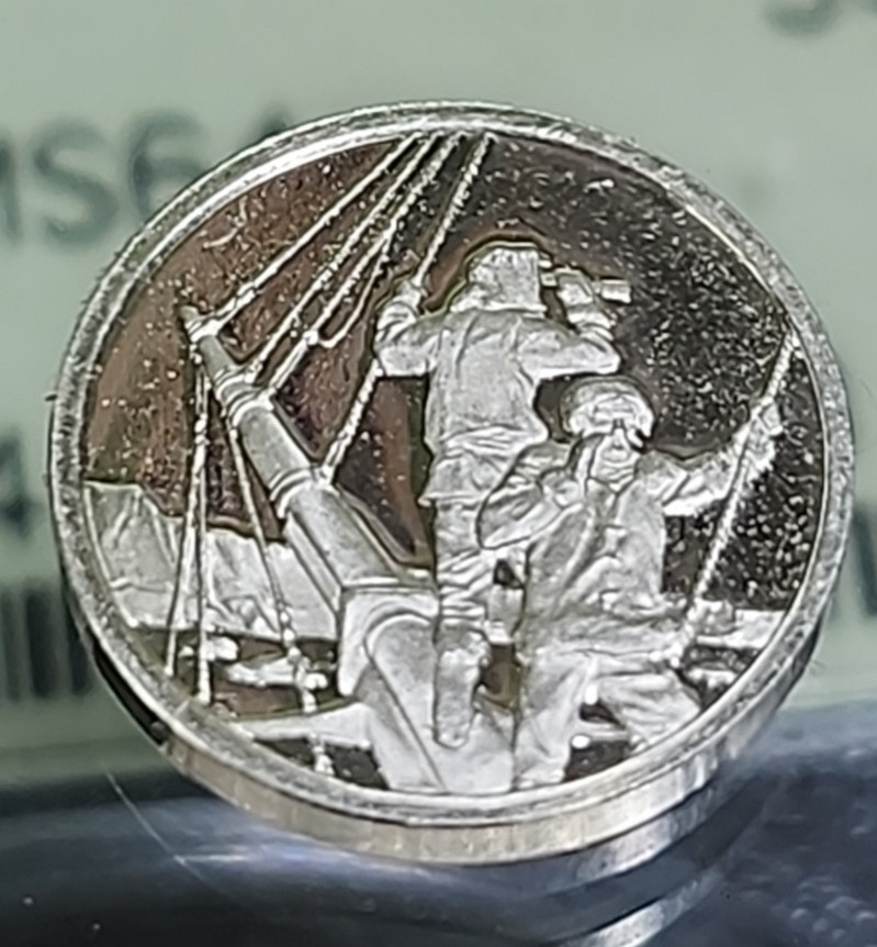 FRANKLIN MINT STERLING SILVER ROUND 1840 WILKES EXPEDITION/ANTARCTIC 1.73GR
