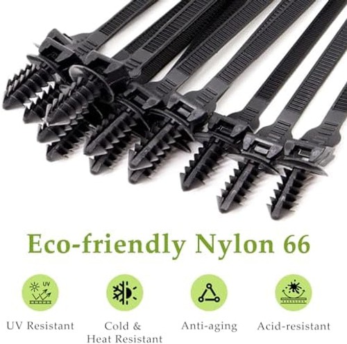Push Mount Wire Ties, Snap in Zip Tie Automotive Clips Nylon Wire Harness Cli...