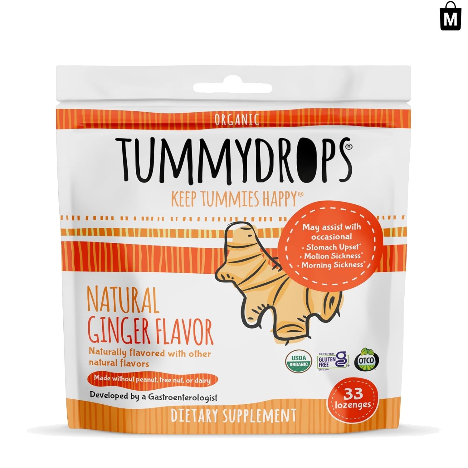 Restorative Natural Ginger Lozenges - 33 ct for Digestive Wellness | Gluten-Free