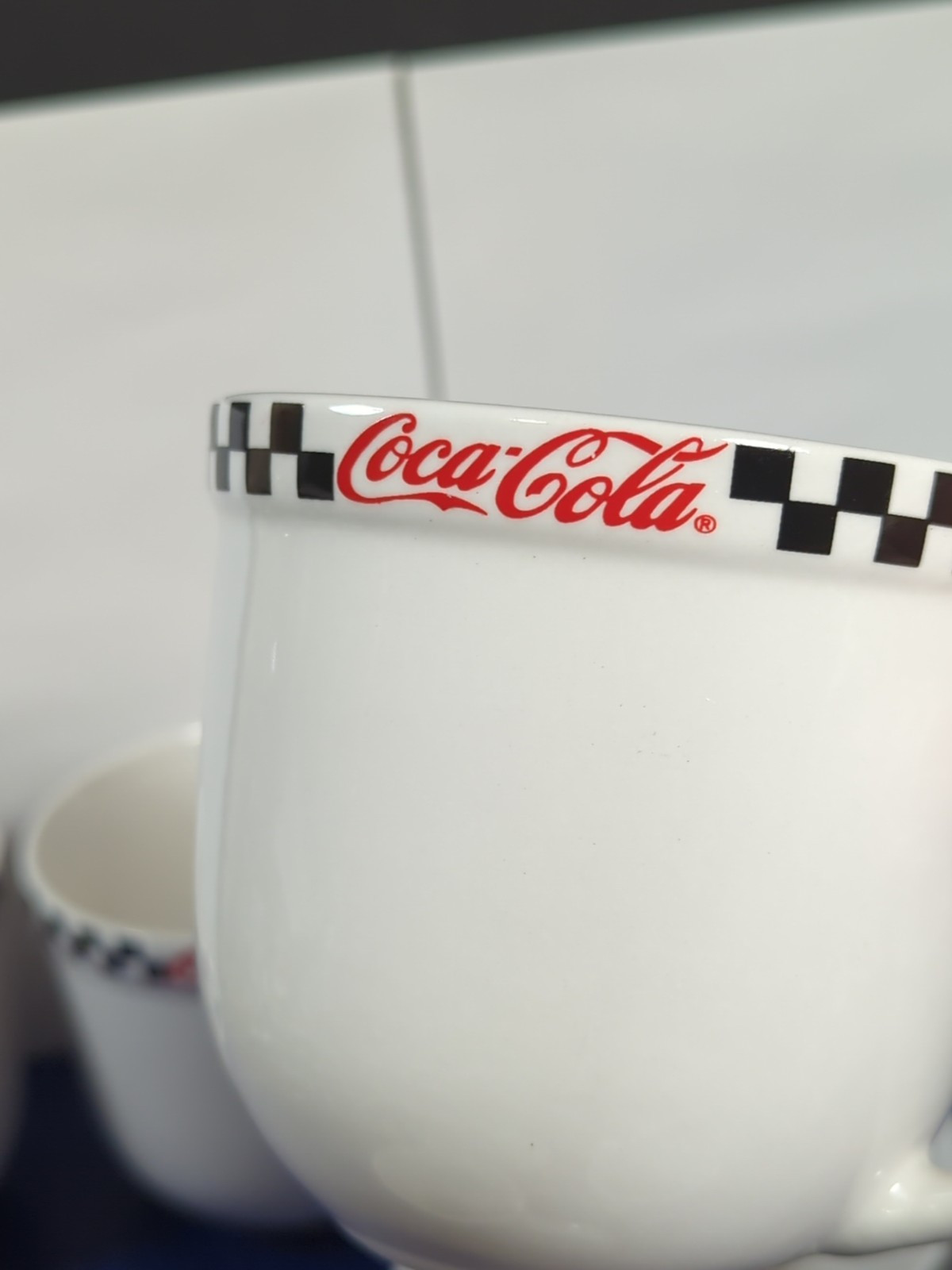 COCA-COLA Coke 4 COFFEE CUPS Black White Red Excellent Condition!!