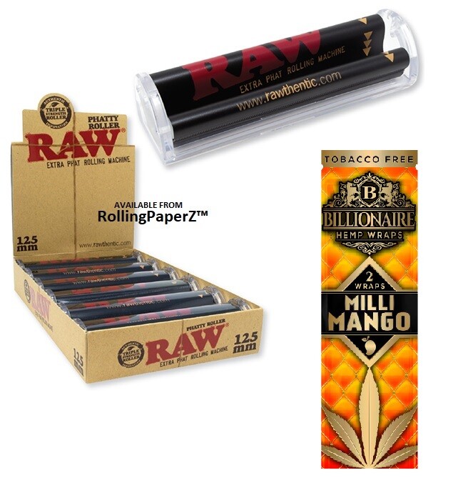 RAW Rolling Papers PHATTY Cigar Roller + FREE Pack of BILLIONAIRE MANGO WRAPS