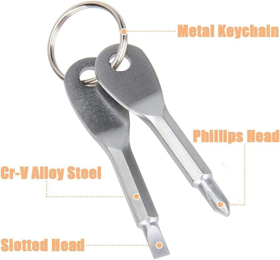 4 Set(8Pcs) EDC Mini Keychain Screwdriver Set Phillips Flat Head Portable Tools