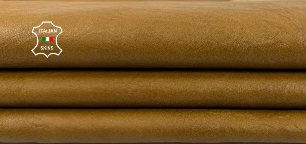 MUSTARDY CAMEL WRINKLED Soft Italian Lambskin Leather hides 6+sqf 0.9mm #C6802
