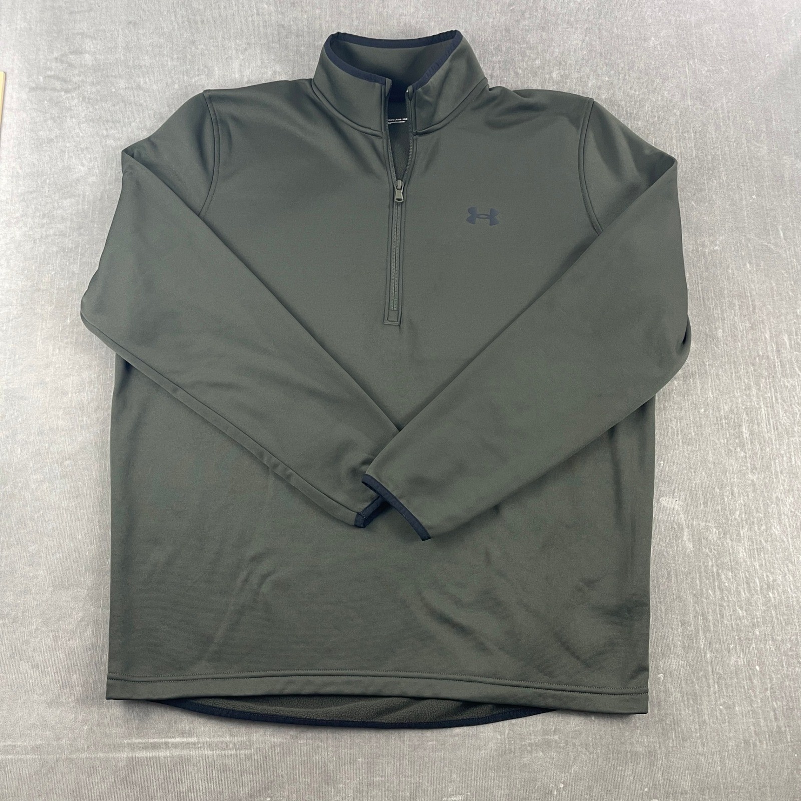 Under Armour Mens Large Olive Green ColdGear 1/4 Zip Fleece Pullover Jacket