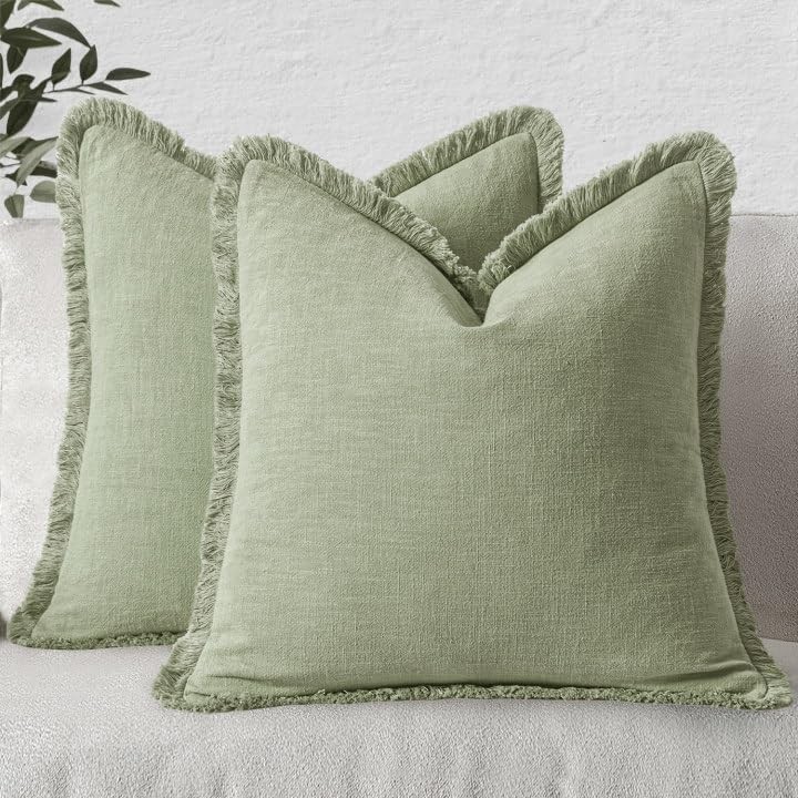 Decorative Throw Pillow Covers Neutral 20" x 20" (Pack of 2) 2 Sage Green