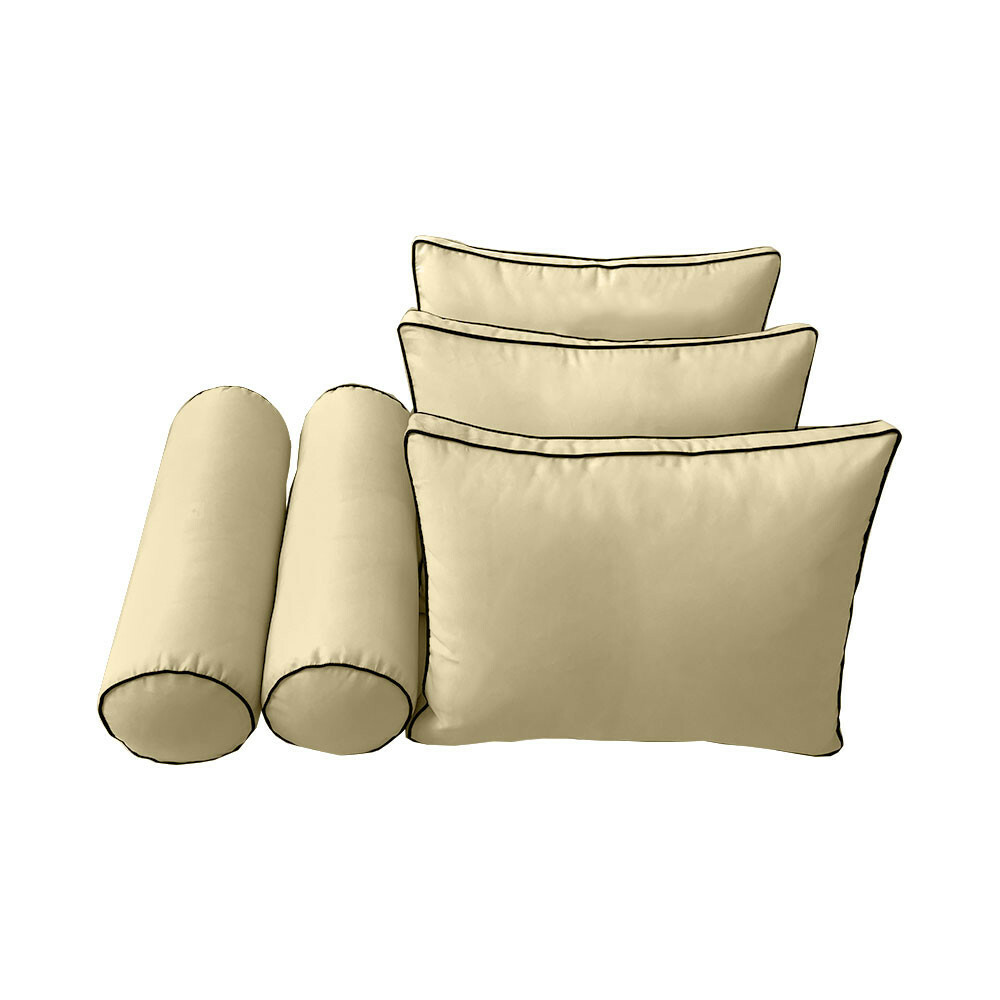 *COVER ONLY* Style3 Outdoor Bolster Back Pillow Covers Contrast Trim Queen-AD103