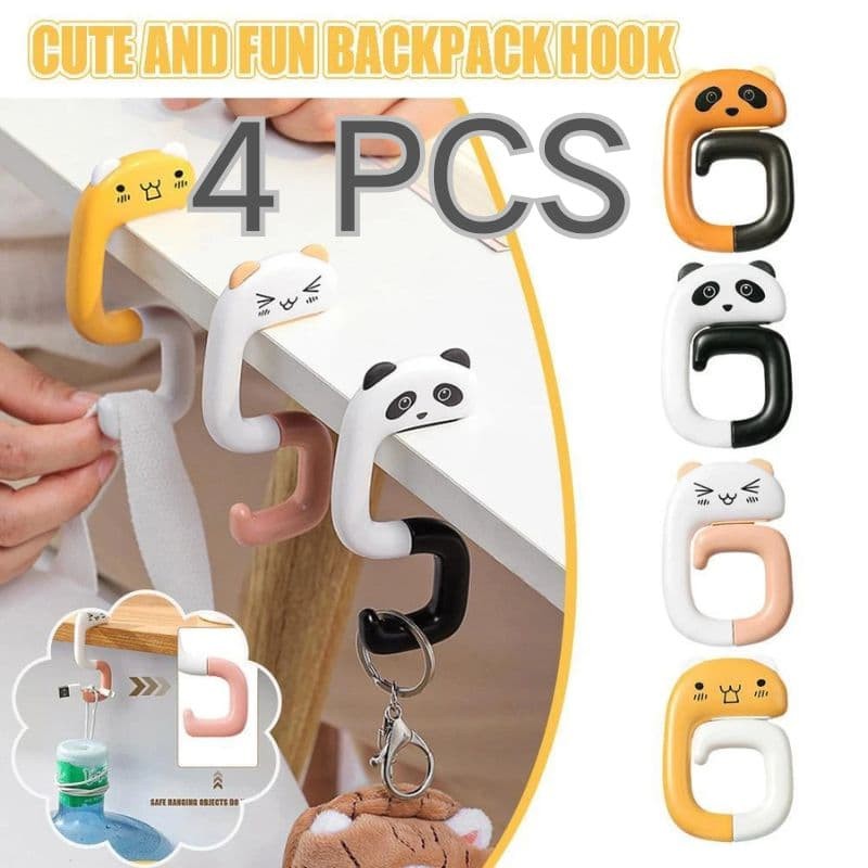 4 pcs Foldable Purse Hook Non Slip Animal Bag Hanger Table Travel Handbag Holder