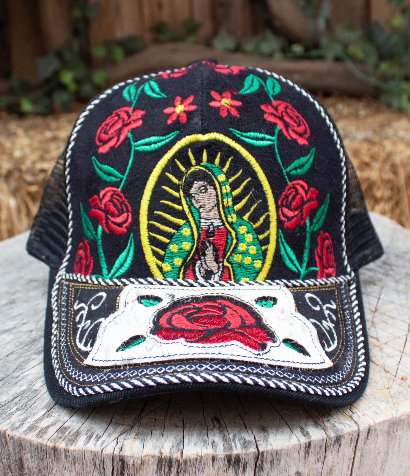 Unisex Virgin Mary red rose embroidered adjustable STEPHEN WILSON JR HAT