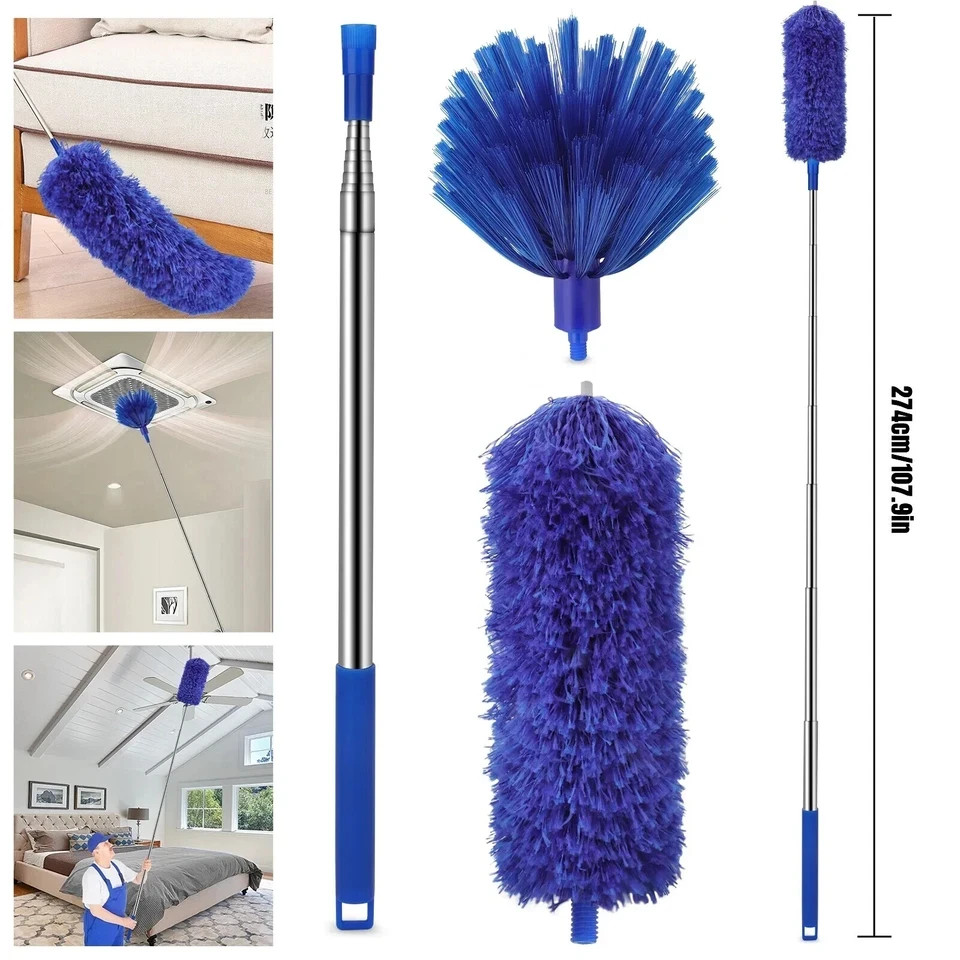 Microfiber Ceiling Fan Duster-Cobweb Cleaner Brush Kit Telescopic Extension Pole