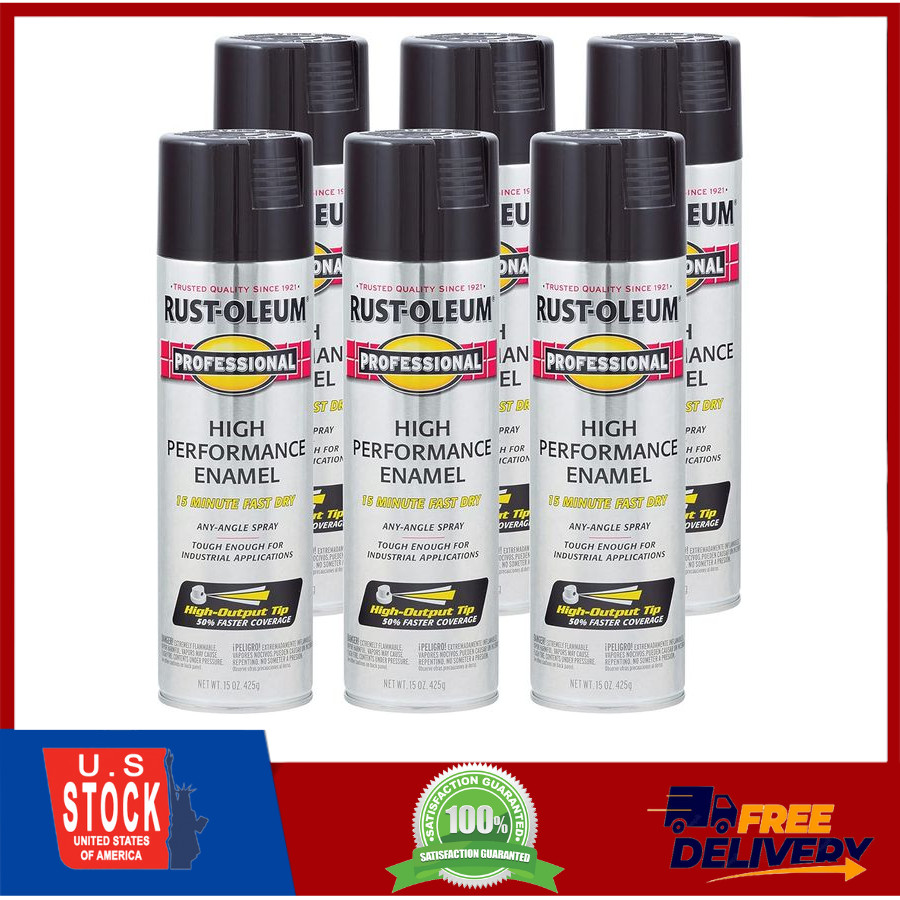 Rust-Oleum 7579838-6PK Spray Paint, 15 Ounce (Pack of 6), Gloss Black