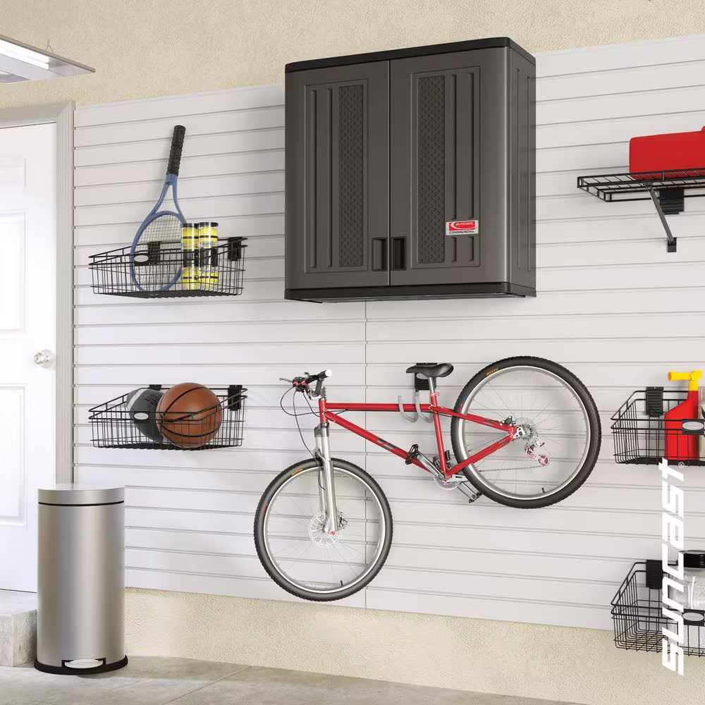 30 in W X 30 in H X 12 in D 1-Shelf Wall Mounted Plastic Garage Cabinet in Slate