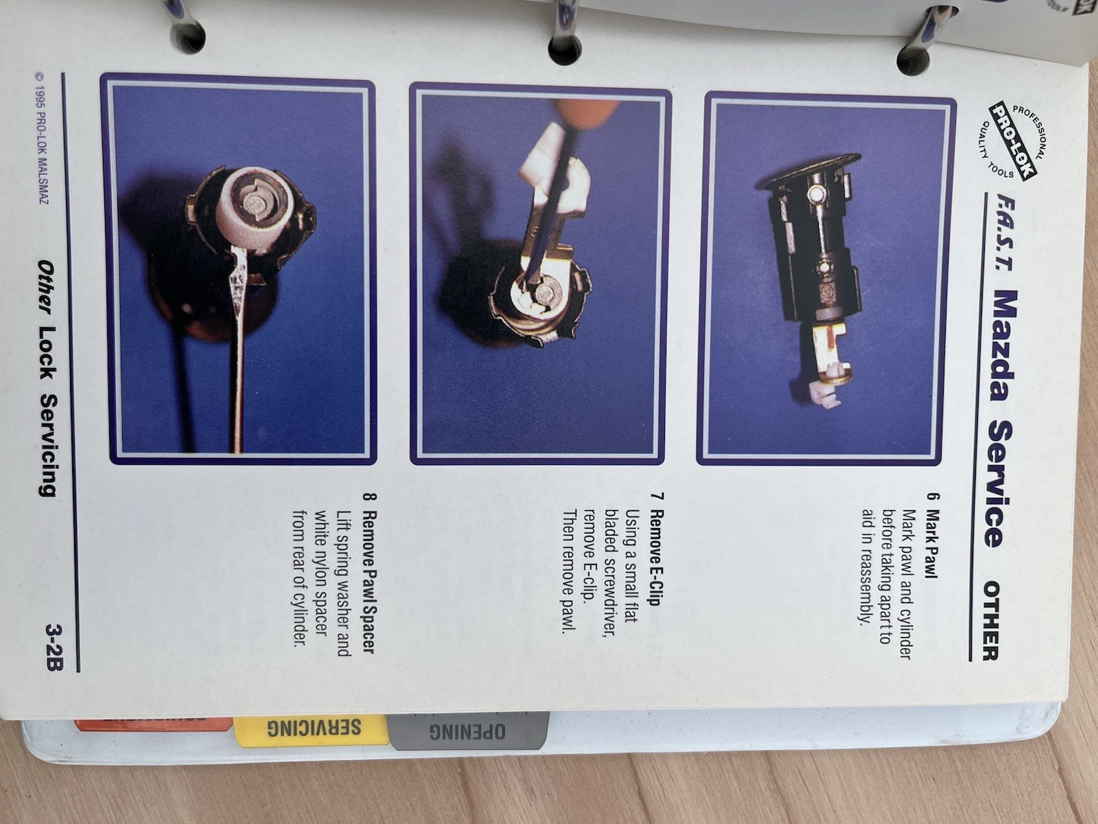 Pro-lok Locksmith Mazda Lock Service Manual 1994