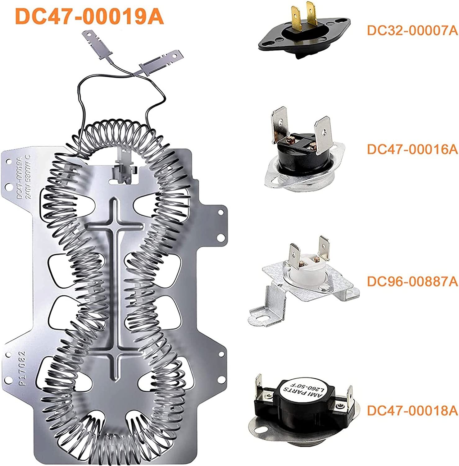 DC47-00019A Dryer Heating Element DC47-00018A&DC96-00887A&DC47-00016A&DC32-00007