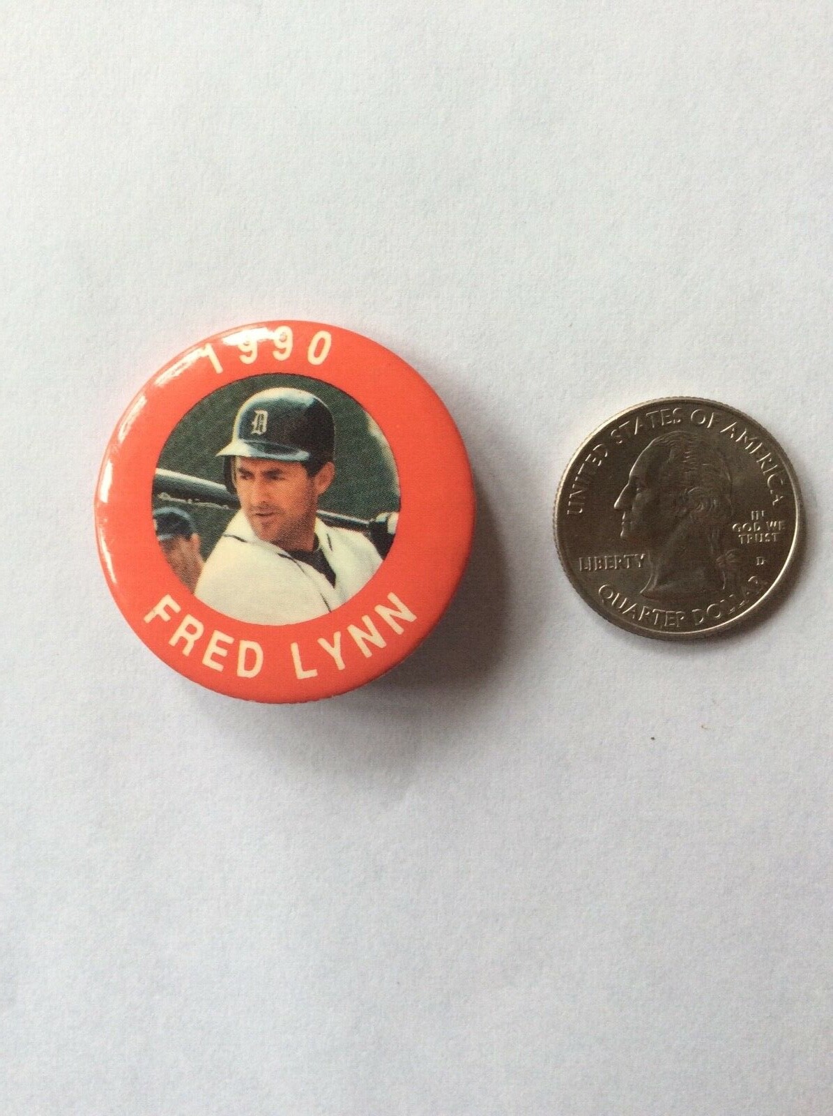 Vintage 1990 pinback button Baseball Fred Lynn nice condition
