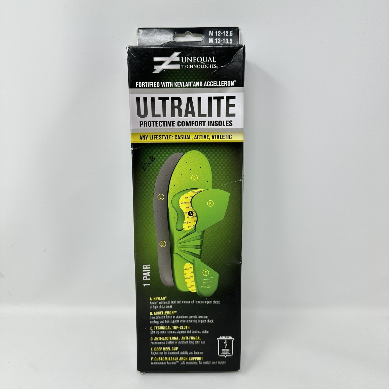 Unequal Ultralite 900 Insoles Mens 12-12.5 Womens 13-13.5 Aramid fiber Athletic