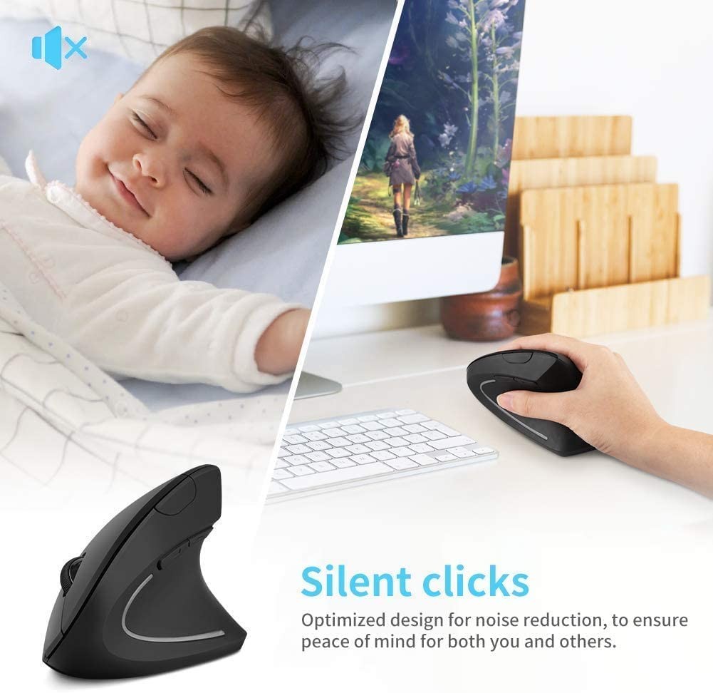 BeWishes Ergonomic Vertical Wireless Mouse Black