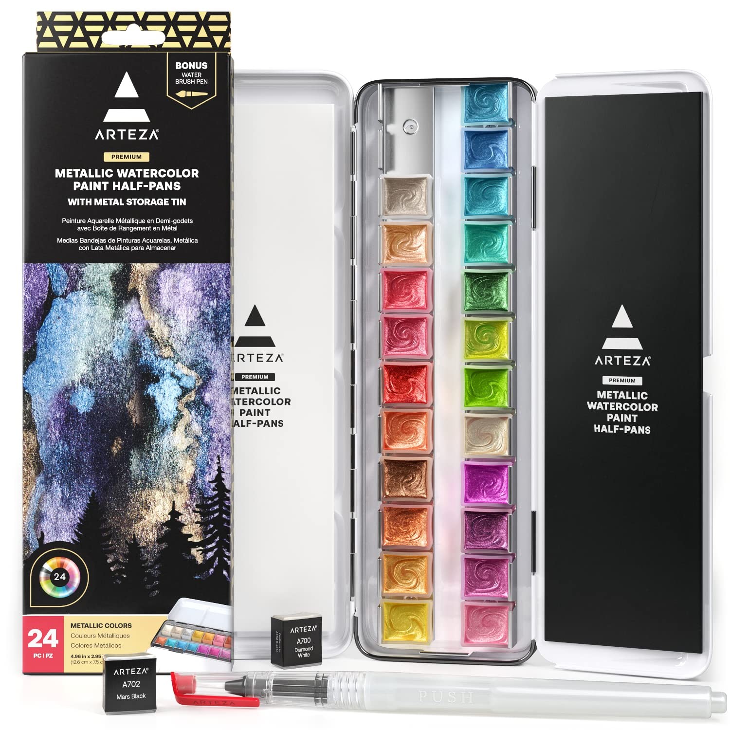ARTEZA Metallic Watercolor Paint Set 24 24 Fl Oz (Pack of 1),