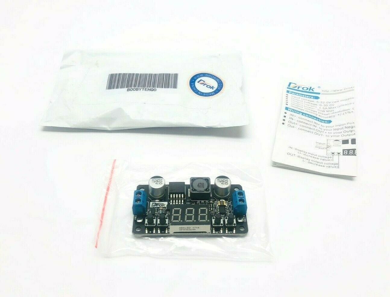 Drok LM2596 DC-DC Regulator with LED Display, 090029, BOOBYTEHQ0, 30W Output