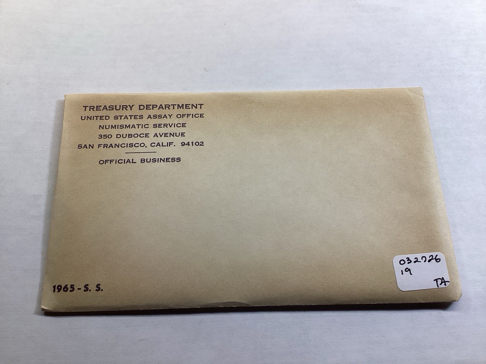 1965 SMS Special Mint Set Sealed Unopened Envelope w/Silver Kennedy 032726 19ta