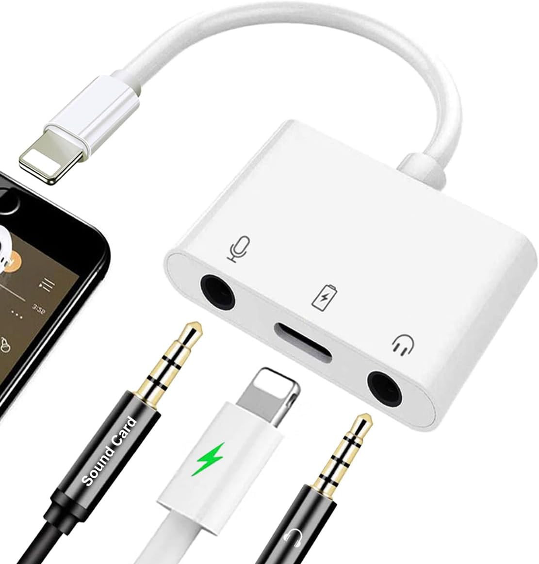 Iphone Microphone Adapter for Live-Streaming Lightening to Microphone & 3.5Mm He