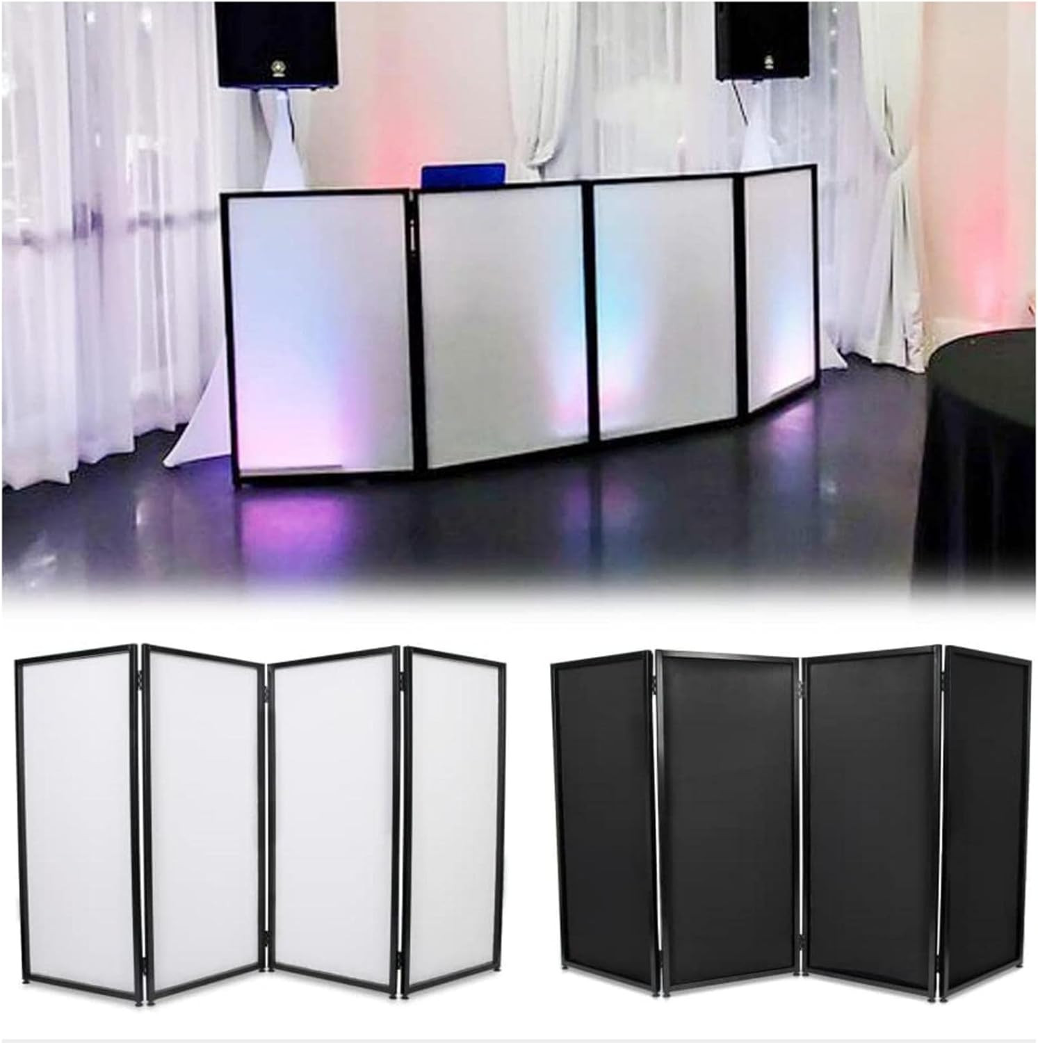 Portable DJ Facade Booth Foldable Cover Screen with White/Black Facade+Cloth Fra