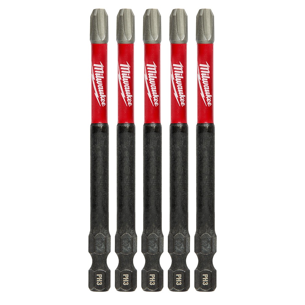 Milwaukee 48-32-4566 SHOCKWAVE Impact Duty 3-1/2" Power Bits, #3 Phillips (5 Pk)