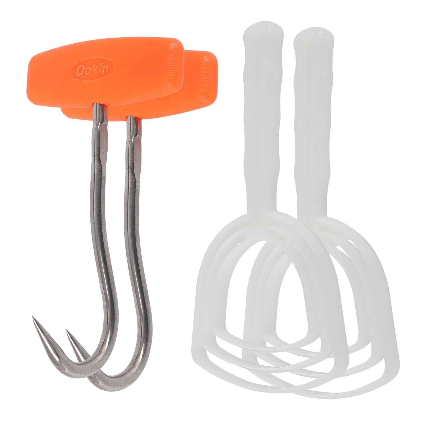 2 Pcs Bone Dust Scrapers and 2 Pcs Meat Hooks Butcher Tool Set