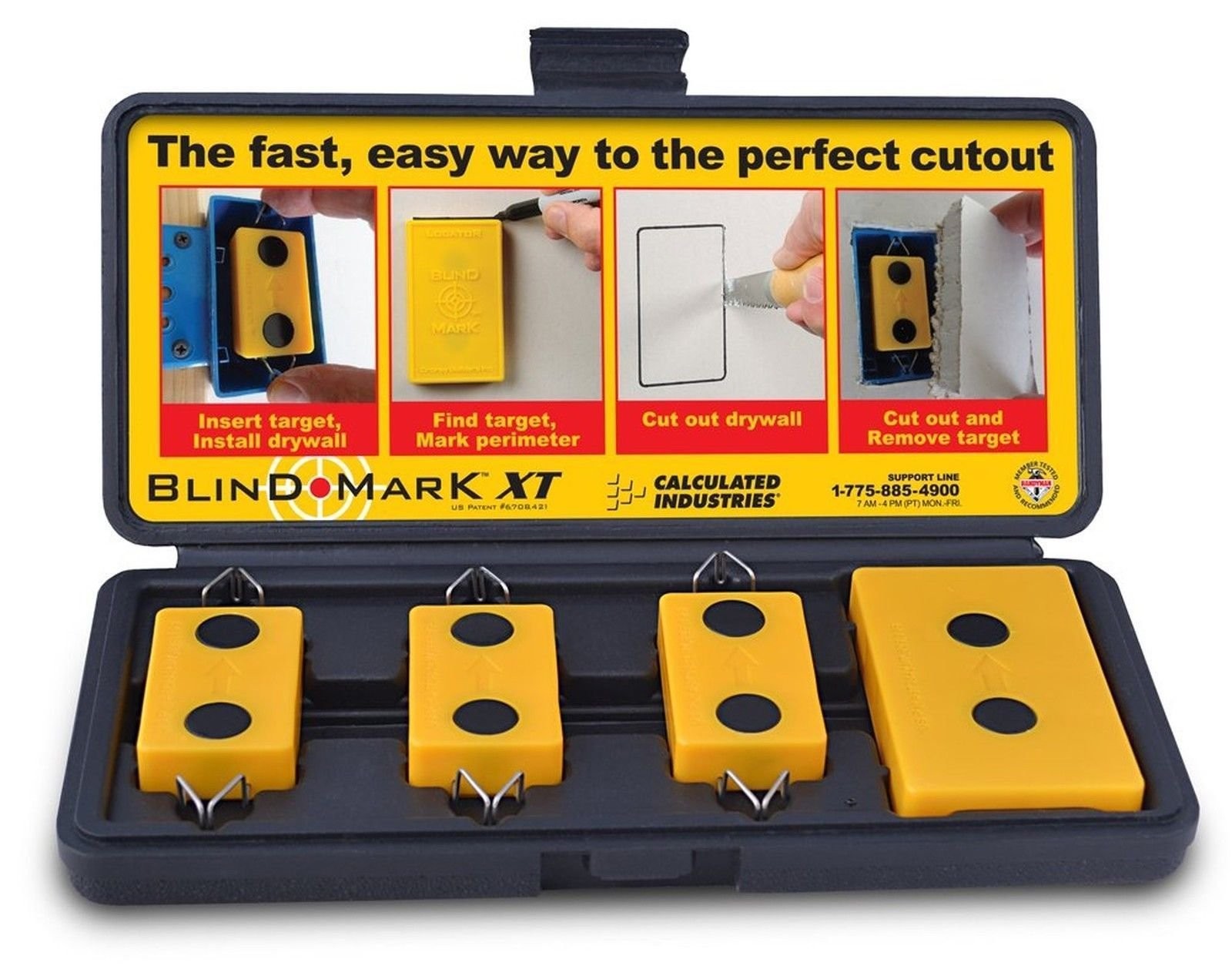 Calculated Industries 8105 Blind Mark Drywall Electrical Box 3 Targets + Case