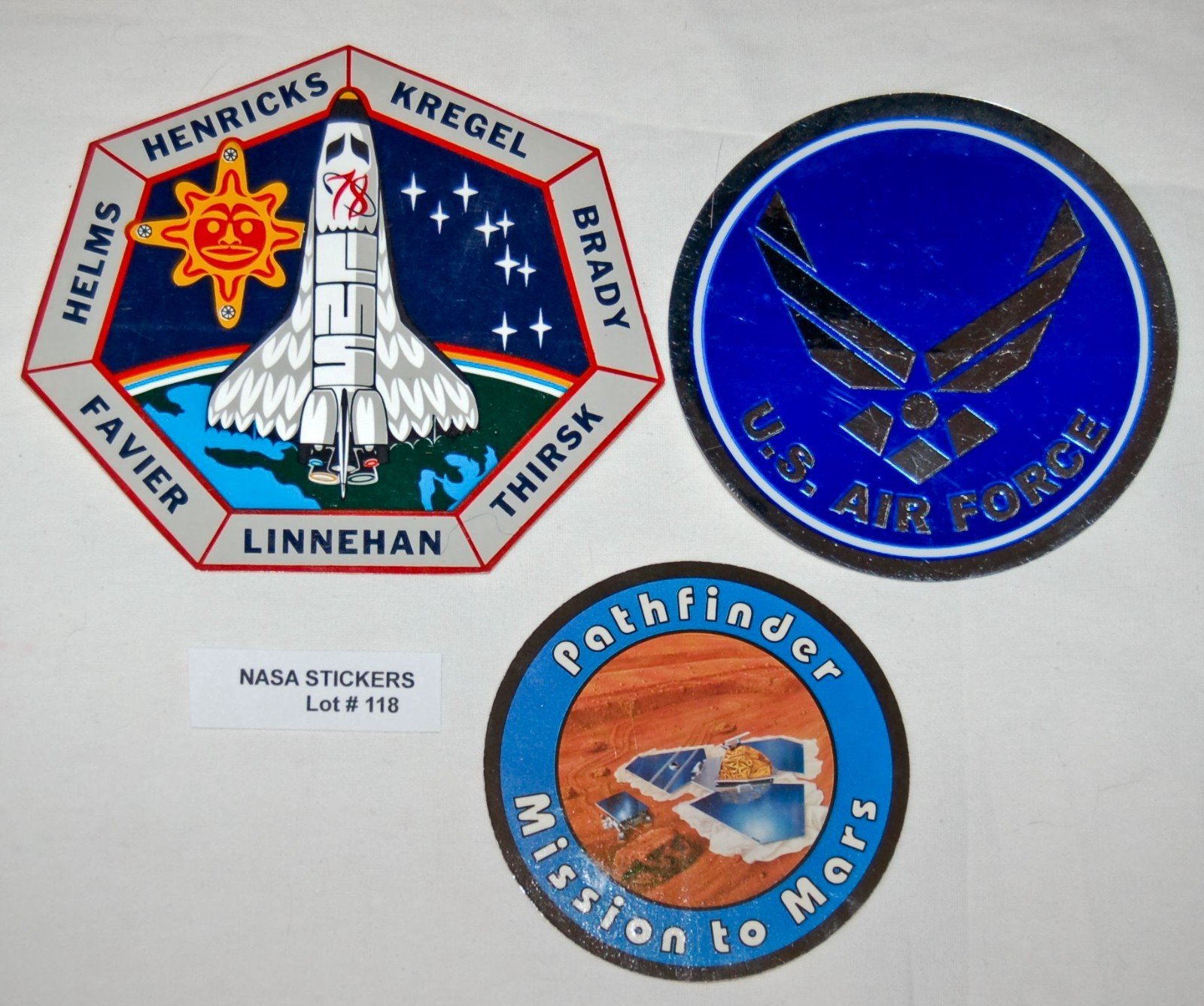 VINTAGE NASA Car Window Set of 3 Stickers Patches Space Missions Lot#118
