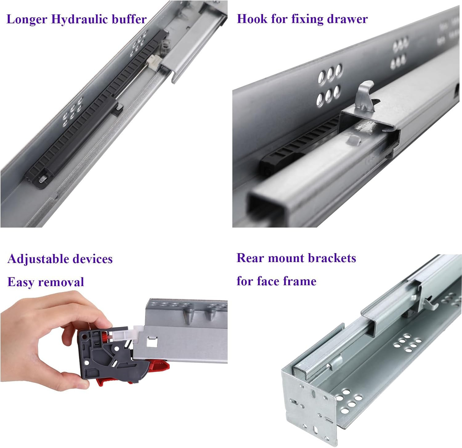 18" Undermount Soft Close Drawer Slides - 6 Pairs with Locking Device