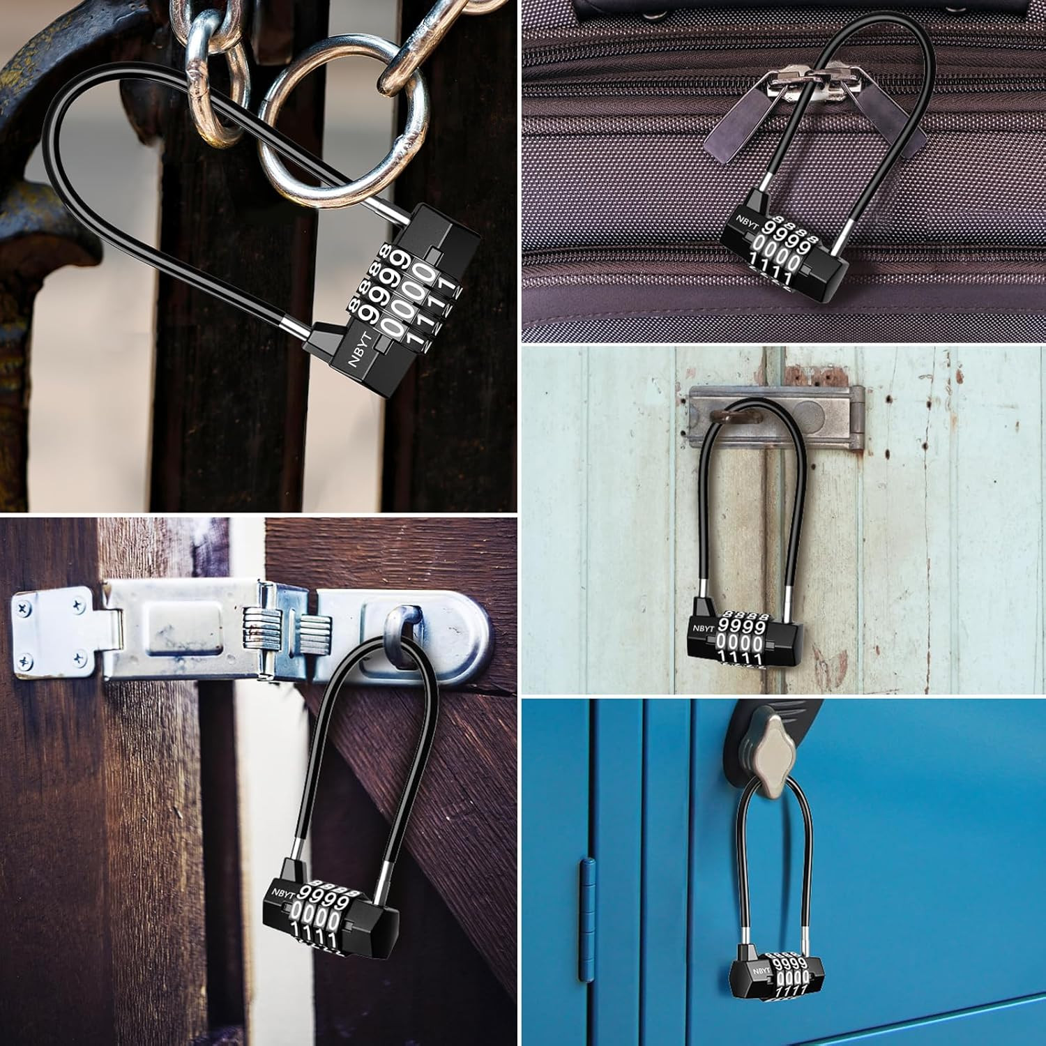 Long Shackle Combination Padlock, 4 Digit Resettable Code, Waterproof | Zinc All