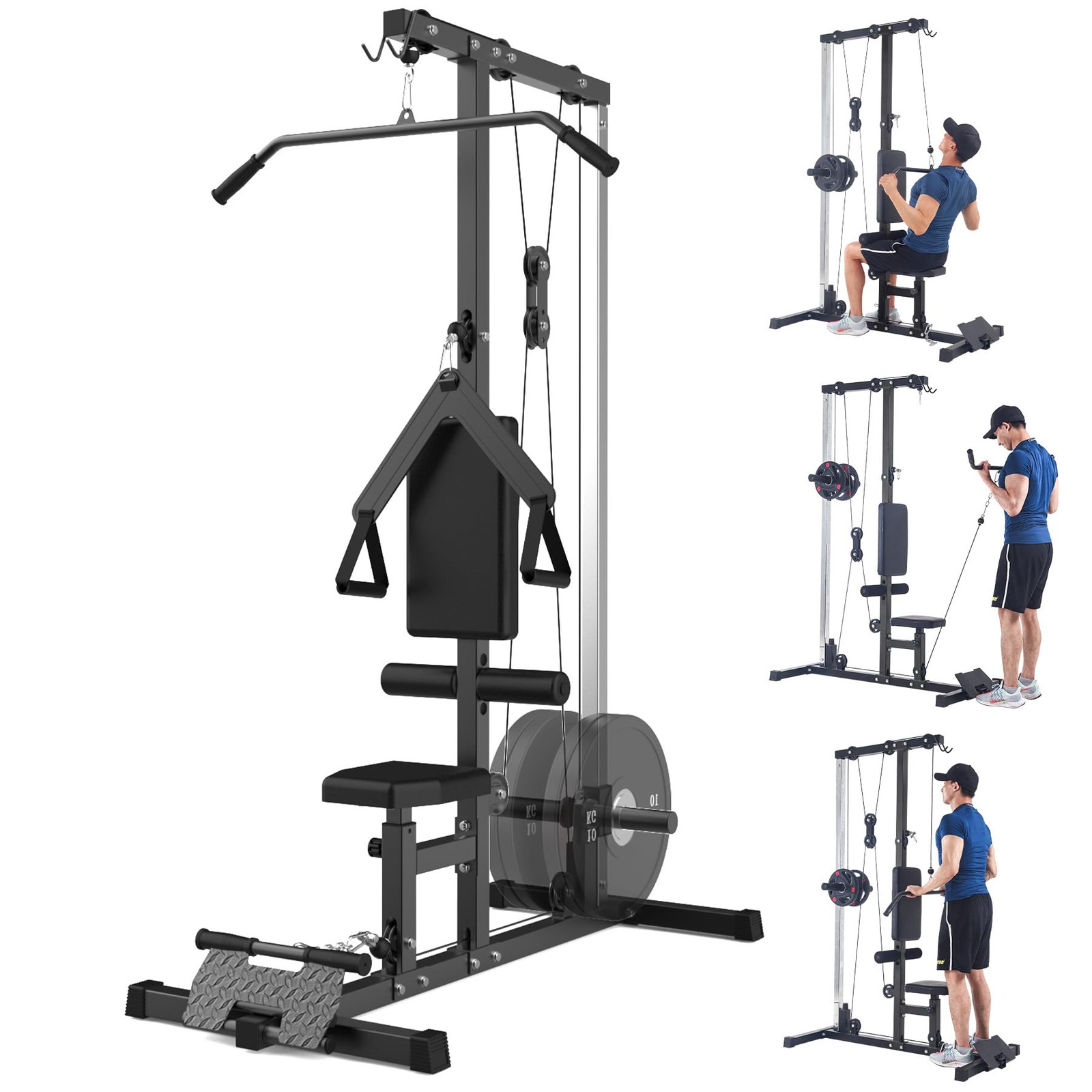 Adjustable Lat Pulldown Machine High Low Dual Pulley Cable for Strength Training