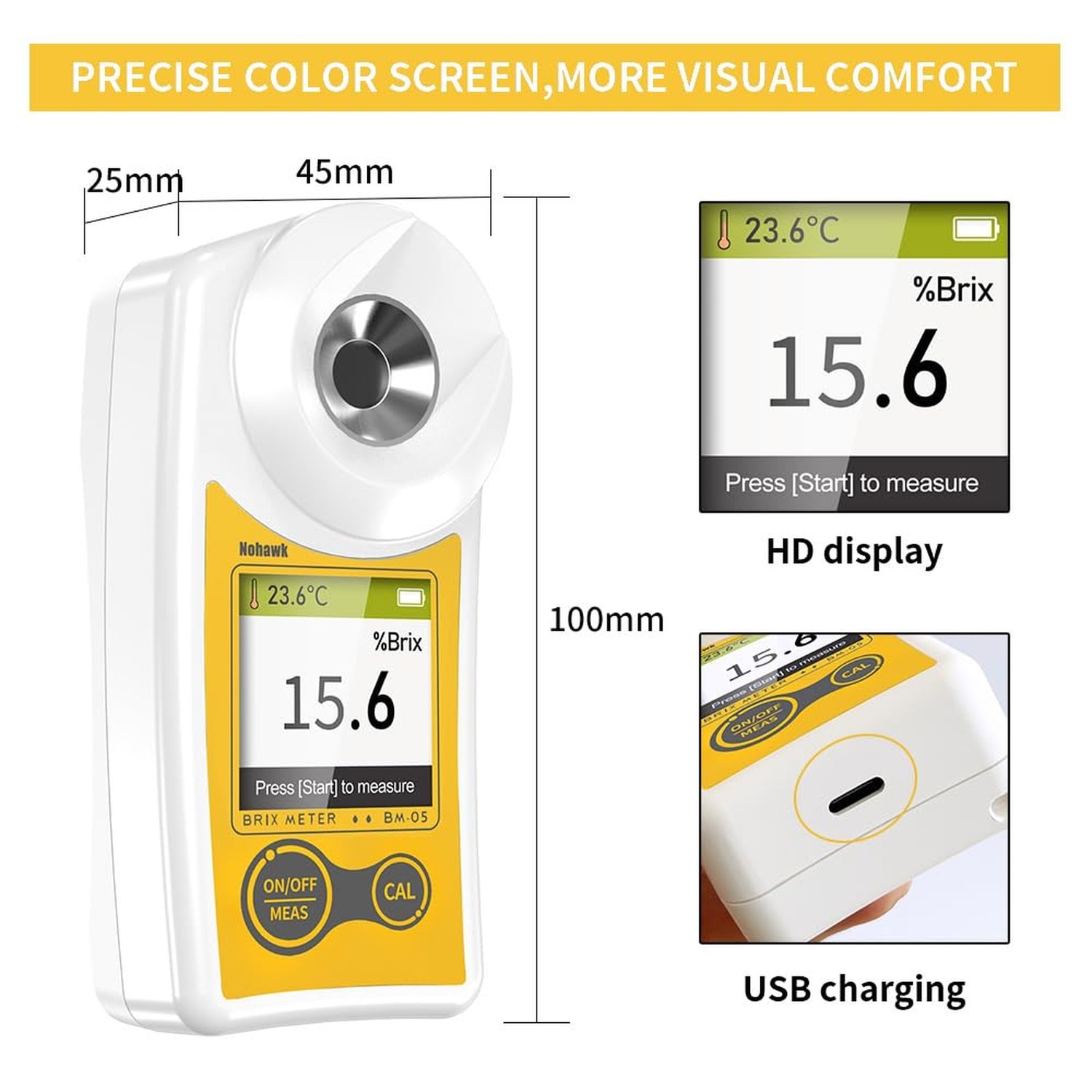 Digital Brix Refractometer Flagfront brix Meter Refractometer USB C Charging ...
