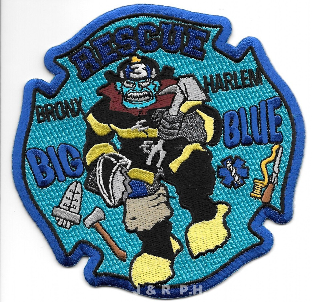 New York City - FDNY Rescue - 3 "BRONX-HARLEM", NY (4.5" x 4.5" size) fire patch