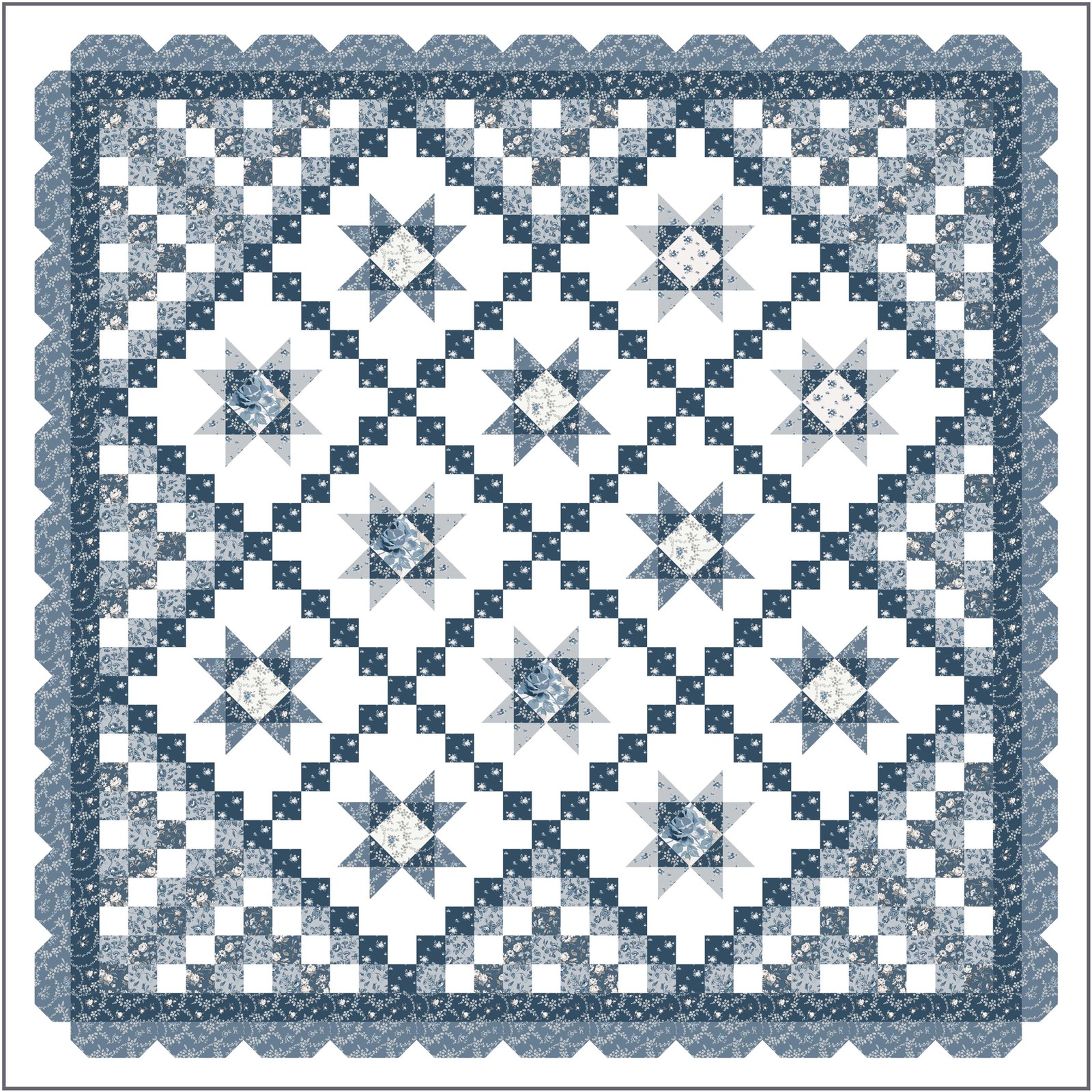 COTTAGE BLUES Quilt PAPER Pattern PASTRY SHOP DESIGN