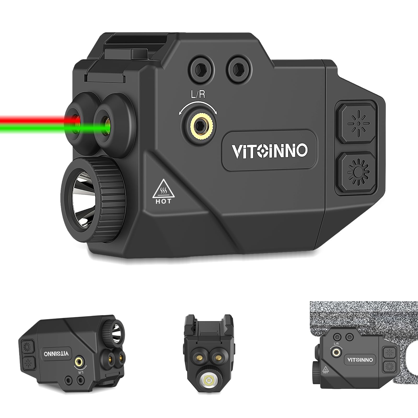500lm Light and Red Green Beam Combo | Slidable Weapon Light and Beam for Gun...
