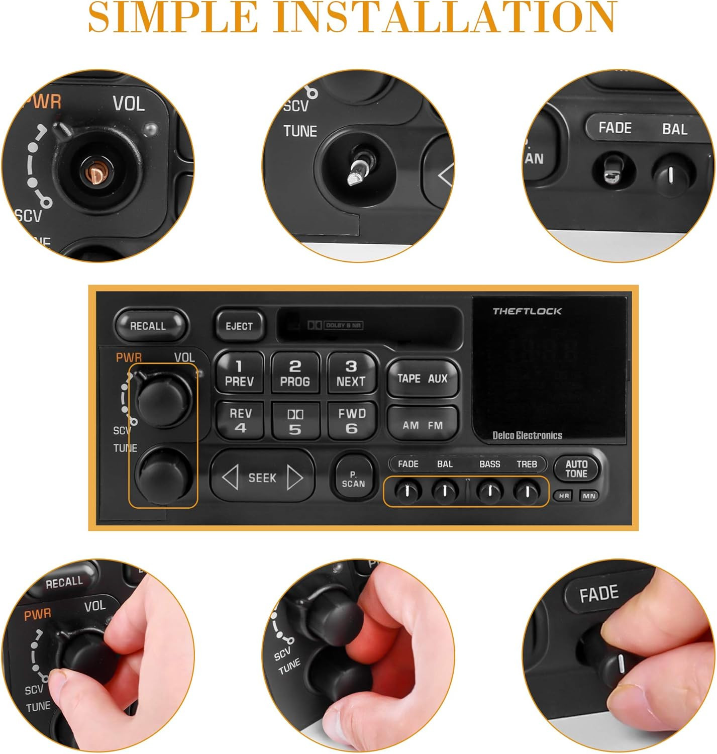 Radio Accessories 6 PCS Stereo Radio Volume Control Knobs Kit OEM Replacement fo