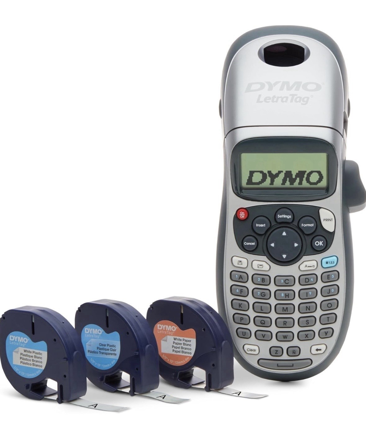 Dymo Handheld Label Maker (LetraTag 100H+ Plus) Value Pack with 3 Labeling Tapes
