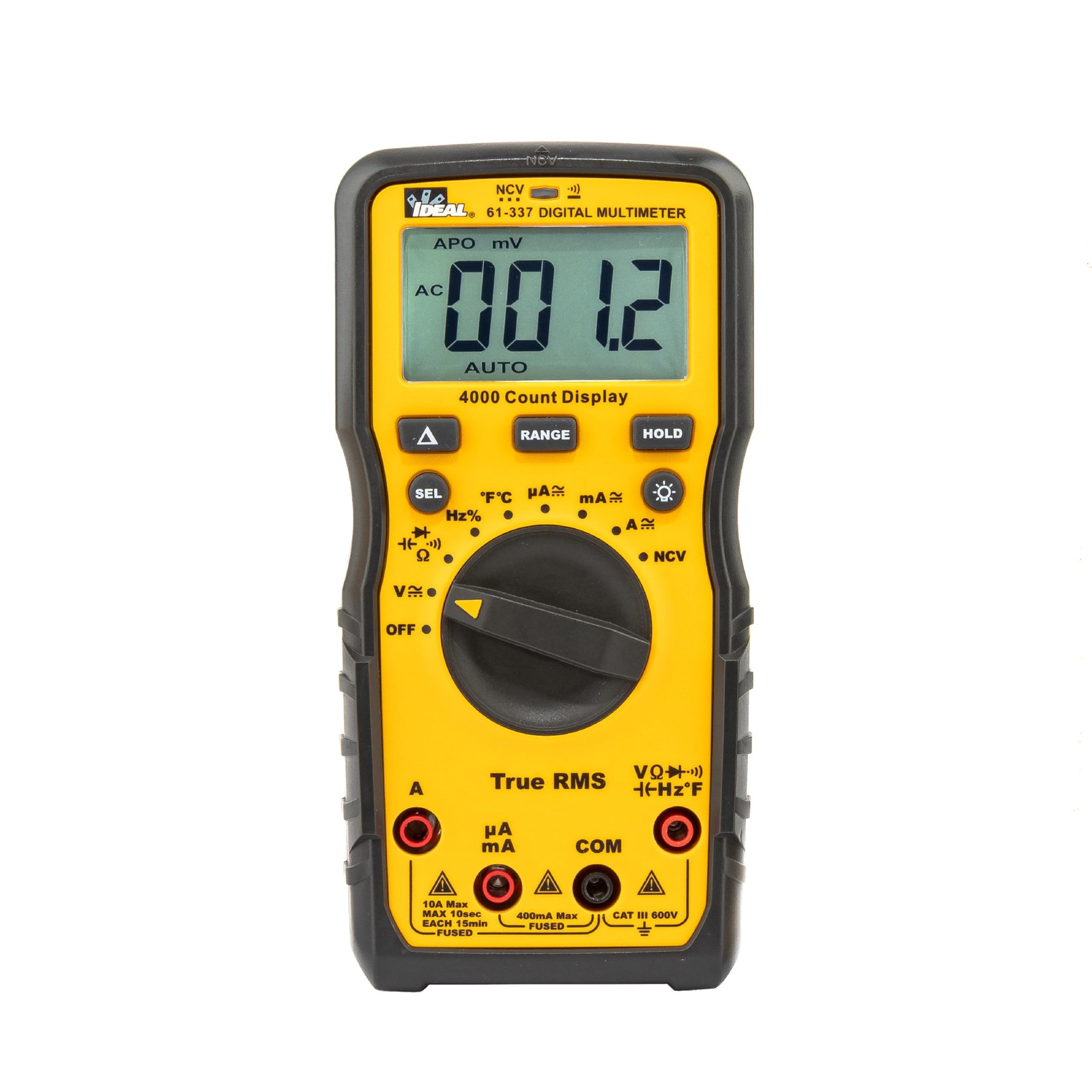 Ideal Electrical 61-337 Auto Range Digital Multimeter with NCVT and Red